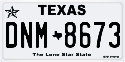 TX license plate DNM8673