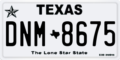 TX license plate DNM8675