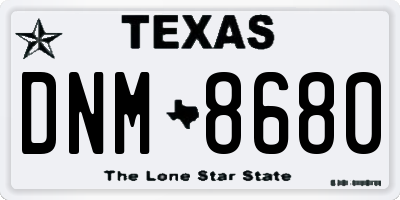 TX license plate DNM8680