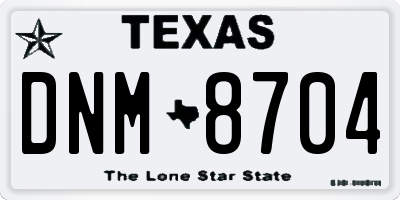 TX license plate DNM8704