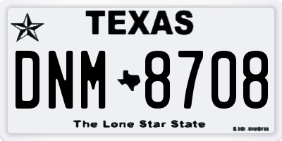 TX license plate DNM8708