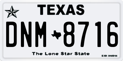 TX license plate DNM8716