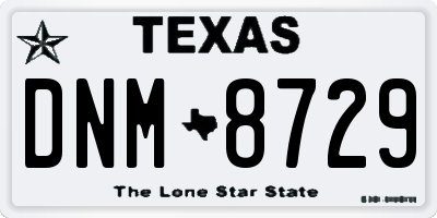 TX license plate DNM8729
