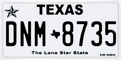 TX license plate DNM8735