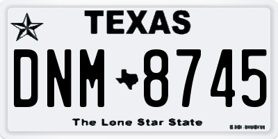 TX license plate DNM8745