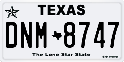 TX license plate DNM8747