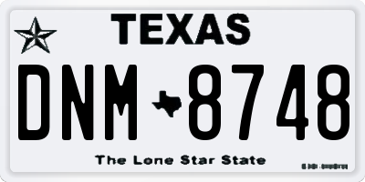 TX license plate DNM8748