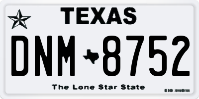 TX license plate DNM8752