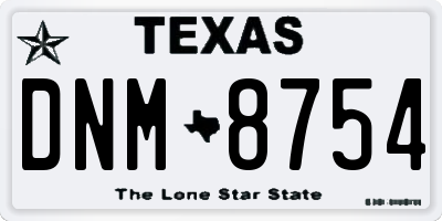 TX license plate DNM8754