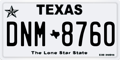 TX license plate DNM8760