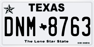 TX license plate DNM8763