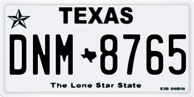 TX license plate DNM8765