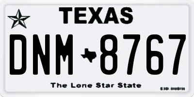 TX license plate DNM8767