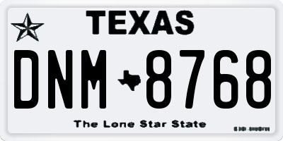 TX license plate DNM8768