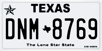 TX license plate DNM8769