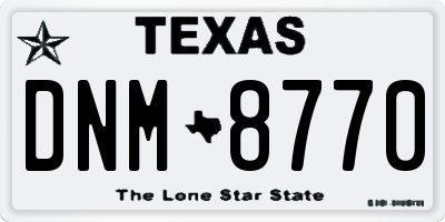 TX license plate DNM8770