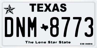 TX license plate DNM8773