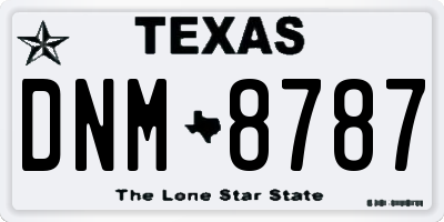 TX license plate DNM8787