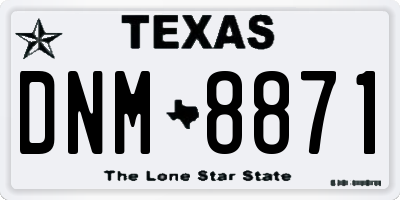 TX license plate DNM8871
