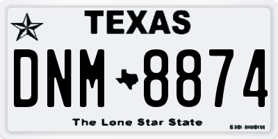 TX license plate DNM8874