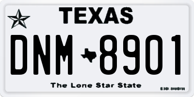 TX license plate DNM8901