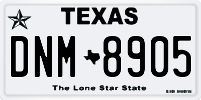 TX license plate DNM8905