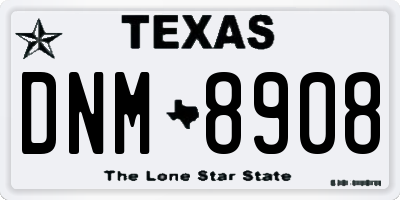 TX license plate DNM8908