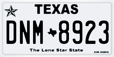 TX license plate DNM8923