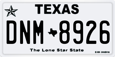 TX license plate DNM8926