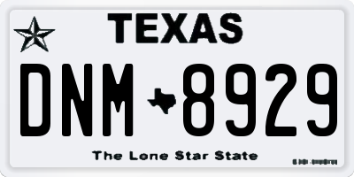 TX license plate DNM8929