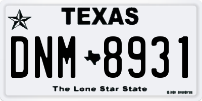 TX license plate DNM8931