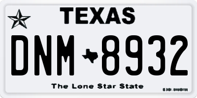TX license plate DNM8932