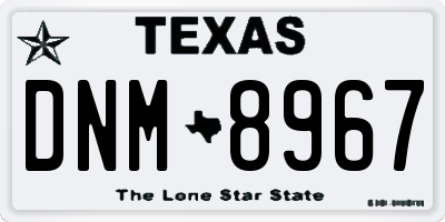 TX license plate DNM8967