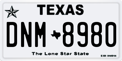 TX license plate DNM8980