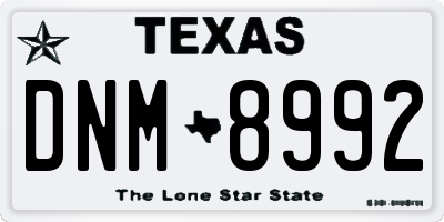 TX license plate DNM8992
