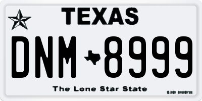 TX license plate DNM8999