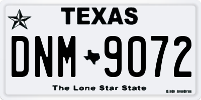 TX license plate DNM9072