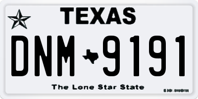 TX license plate DNM9191