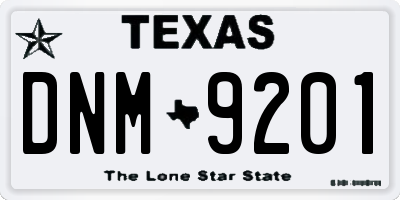 TX license plate DNM9201