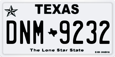 TX license plate DNM9232