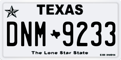 TX license plate DNM9233