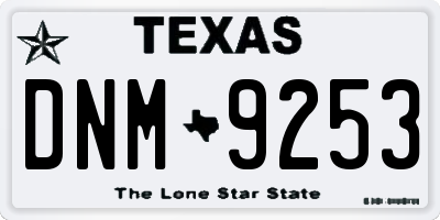 TX license plate DNM9253