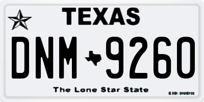 TX license plate DNM9260