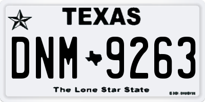TX license plate DNM9263
