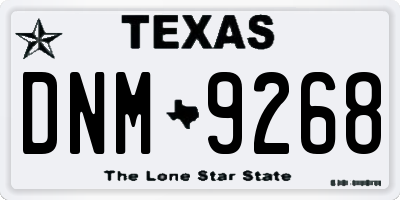 TX license plate DNM9268