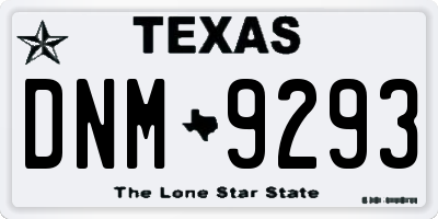 TX license plate DNM9293