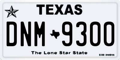 TX license plate DNM9300