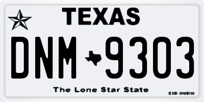 TX license plate DNM9303