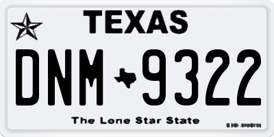 TX license plate DNM9322