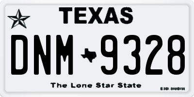TX license plate DNM9328